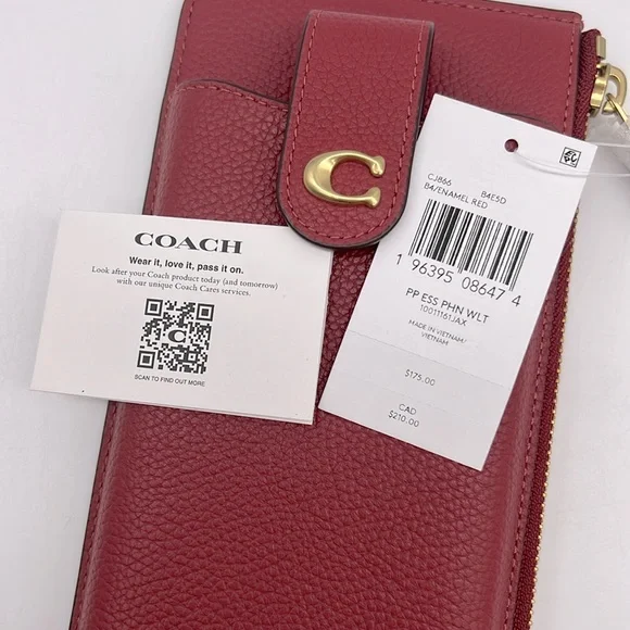 Coach CJ866 Essential Phone Wallet Brass/Enamel Red - Picture 12 of 14